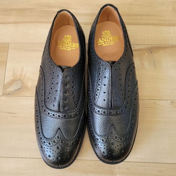 Sanders Men's US 9.5 Braemar Black Grain Leather Highland Brogue Dress Shoes - Picture 2 of 7